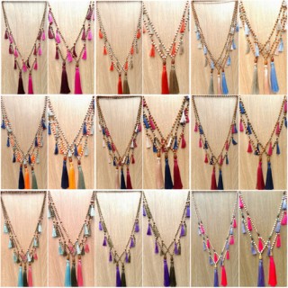 wooden beads colorful tassels fashion necklaces wholesale alot 60 pieces